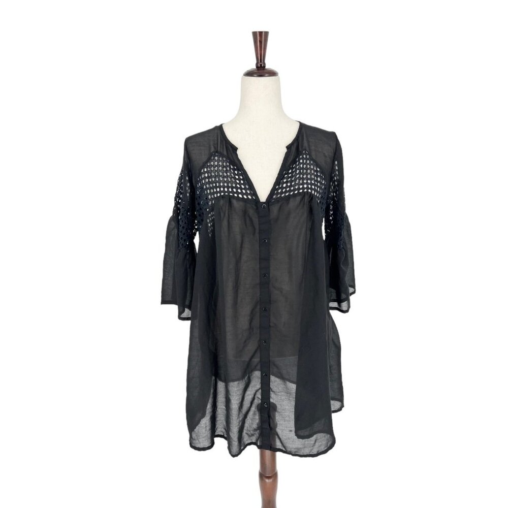 ASOS Sheer Button Up Eyelet Mini Dress | 4